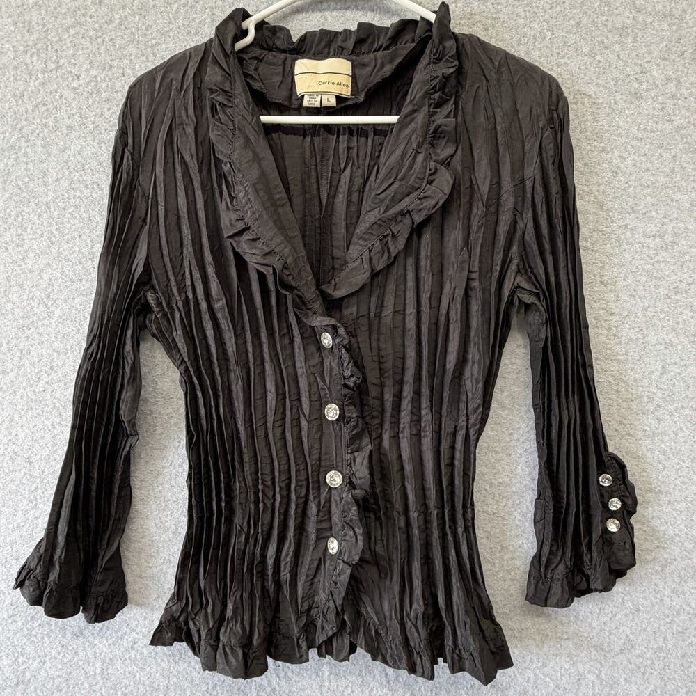 Vintage Large Top Satin Crinkle Ruffle Edwardian Whimsigoth Regency Goth Y2K